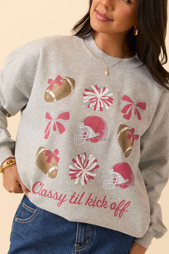 Crimson Light Grey Graphic Sweatshirt