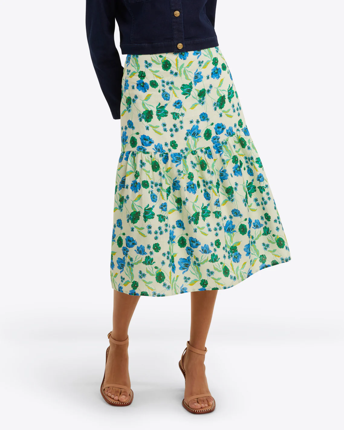 Midi Skirt in Linen Green